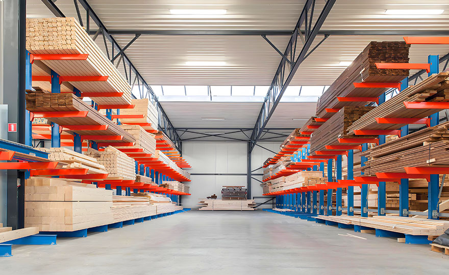 Is it better to use cantilever-style or beam-style storage shelves for sheet materials?