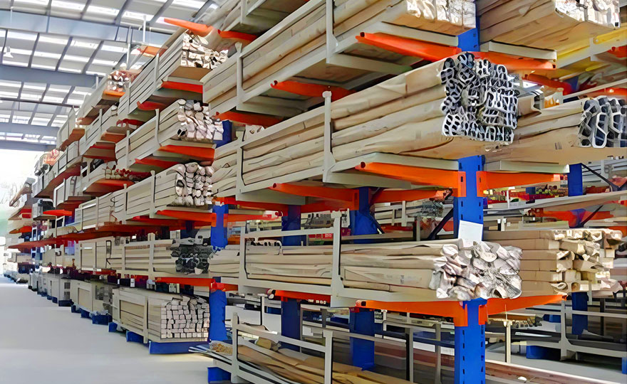 What types of racks are available in an aluminum material processing factory?