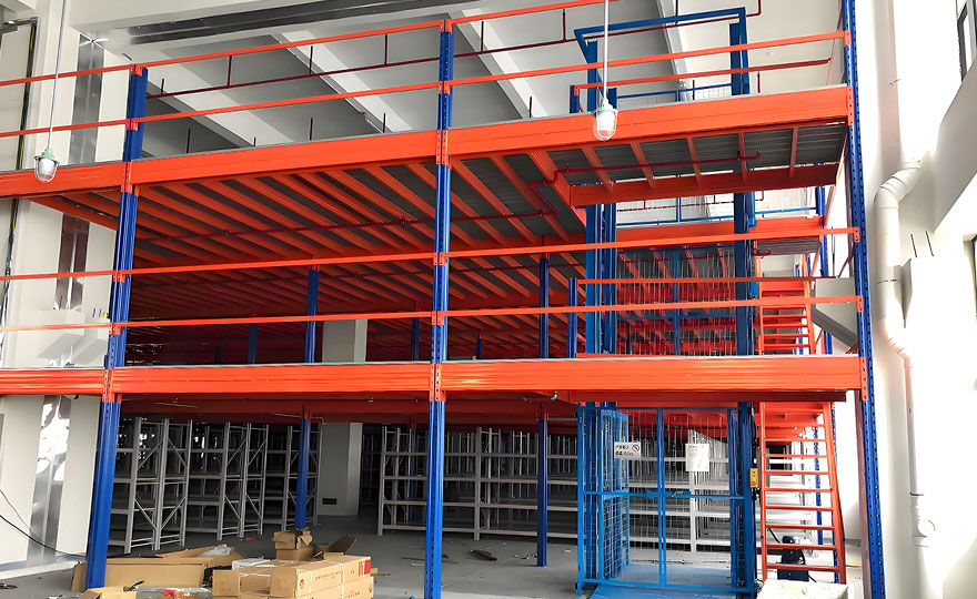 Can mezzanine rack be accessed for storing and retrieving goods by mobile robots?